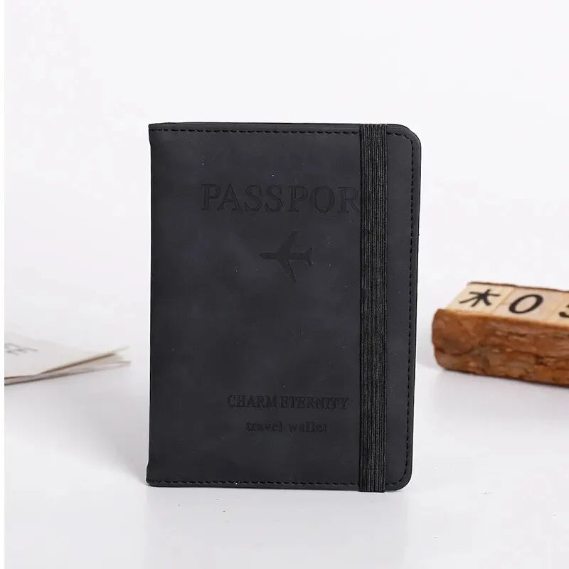 RFID Passport Cover Wallet Holder PU Leather Card Holder Passport Case Abroad Travel Essentials for Women Men Family Vacation