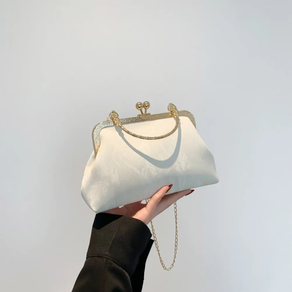 Fashion Rhinestone Bowknot Evening Bag Glitter Gold Silver Bow Chain Bag Clutch Bag for Women Female