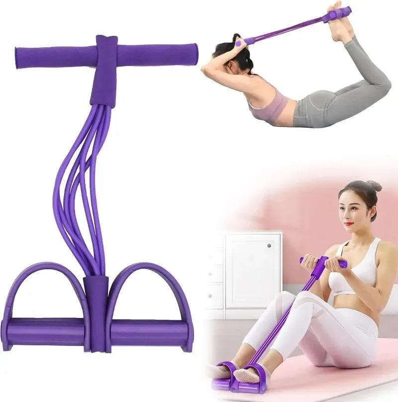 Multifunction Tension Rope, 6-Tube Elastic Yoga Pedal Puller Resistance Band, Natural Latex Tension Rope Fitness Equipment