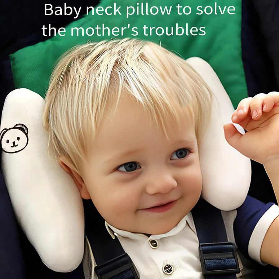 1Pc Car Seat Headrest Pillow. Baby H-Shaped Neck Pillow, Soft and Fluffy Head Support, Adjustable Velcro Design, Suitable for Car Seats, a Must-Have Item for Baby Strollers