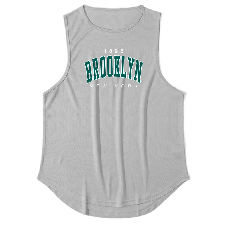 1898 Brooklyn New York Printed Summer Fashion Sports Tank Tops Mens Quick Dry Running Vest Mesh Gym Clothing Basketball Jerseys