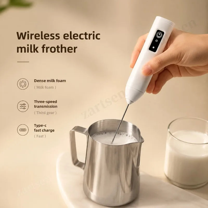 Wireless Milk Foamer Coffee Whisk Mixer Electric Blender Egg Beater Mini Frother Handle Stirrer Cappuccino Maker Cooking Tools