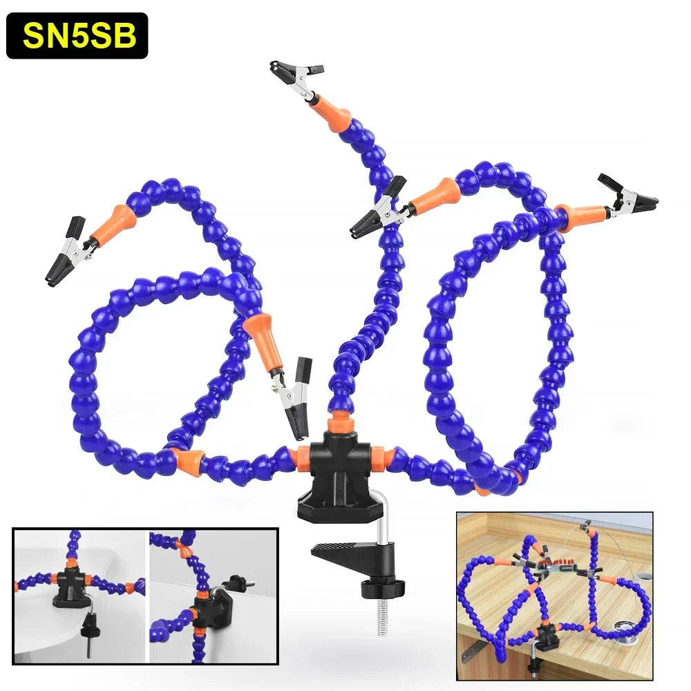 NEWACALOX Multi Soldering Helping Hand Tool Table Clip Third Hand Soldering Stand Welding PCB Holder Flexible Arm Soldering Tool