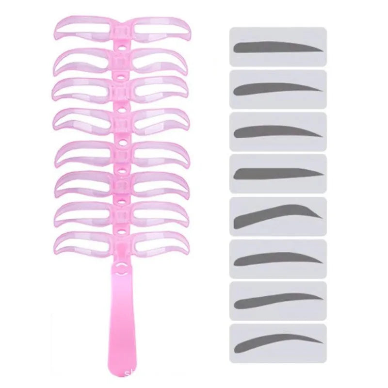 8pcs/set Eyebrow Shaping Template Helper Eyebrow Stencils Kit Grooming Card Eyebrow Defining Makeup Tools mask