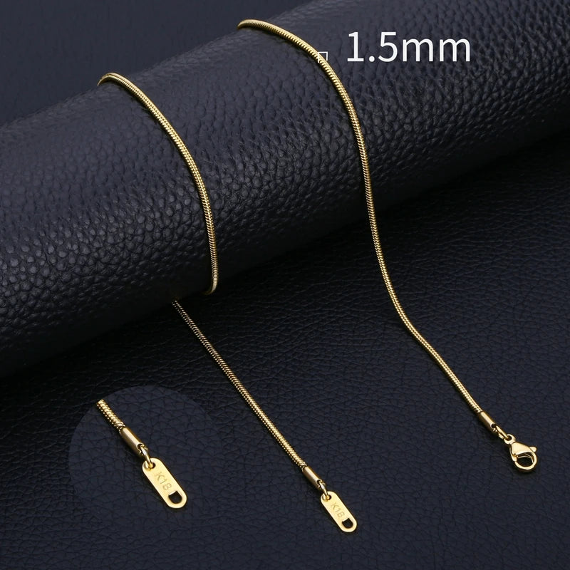 HIYEE Stainless Steel Snake Chain Necklace Chains for DIY for Women Jewelry Making Findings Pendants Lobster Clasps Wholesale