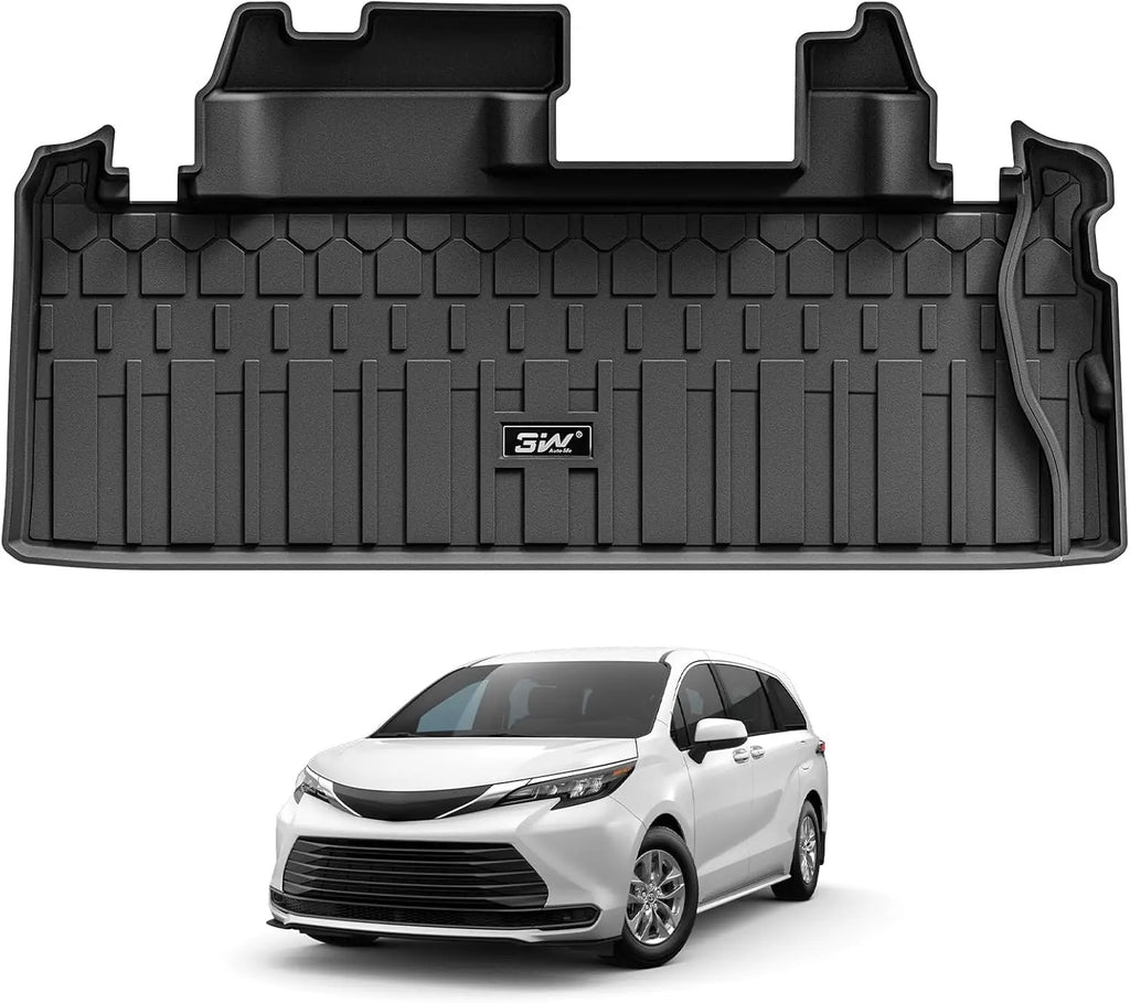 3W Cargo Mat for Toyota Sienna 2021-2026, TPE Trunk Mat for 7 Seat & 8 Seat, Heavy Duty Cargo Liner