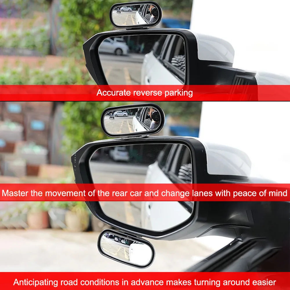 Universal Car Accessories Car Mirror Auxiliary Rear View Mirror Wide Angle Side Rear Mirrors Reverse Blind Spot 360° Adjustable