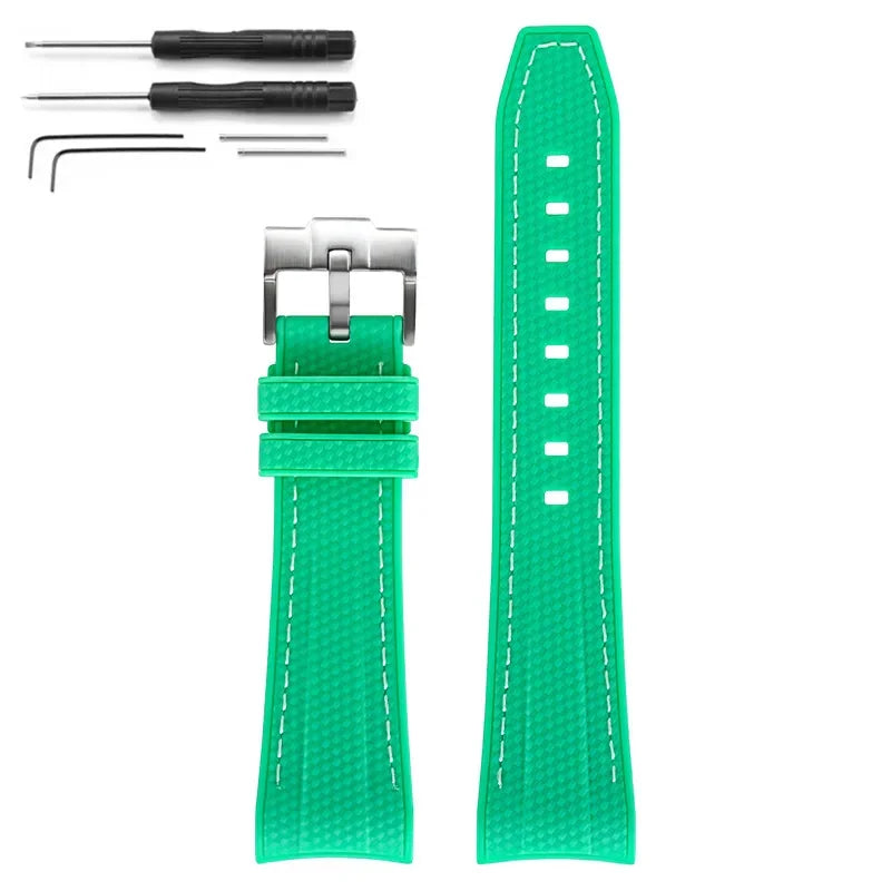 Rubber Silicone Watch Band for Swatch X Blancpain GREEN ABYSS Curved End Waterproof Sport Woven Pattern Strap Bracelet 22mm