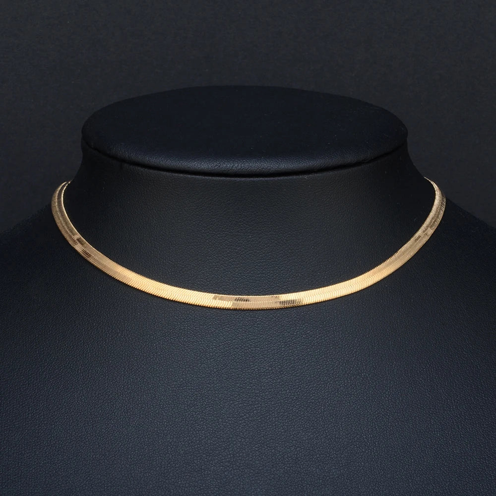 Punk Clavicle Flat Blade Snake Link Choker Necklace Gold Silver Color Stainless Steel Neck Chains For Women Jewelry Chocker 2023