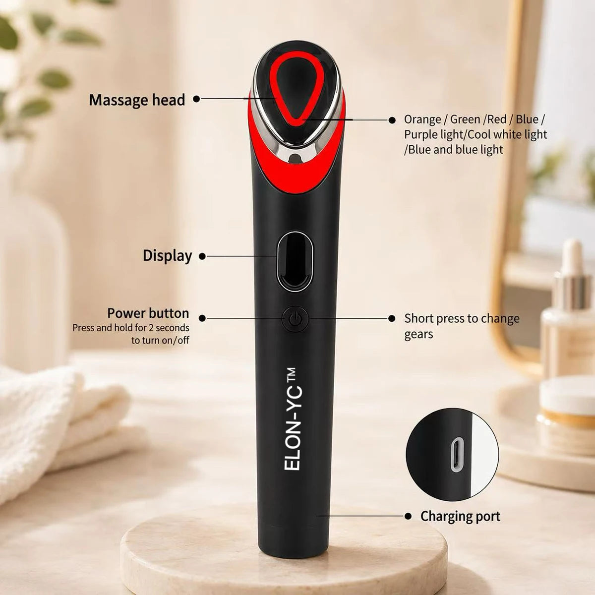 ELON-YC 7 Colors Face Massager Ems Beauty Device Microcurrent Lift Massager Home Use Beauty Skin Care