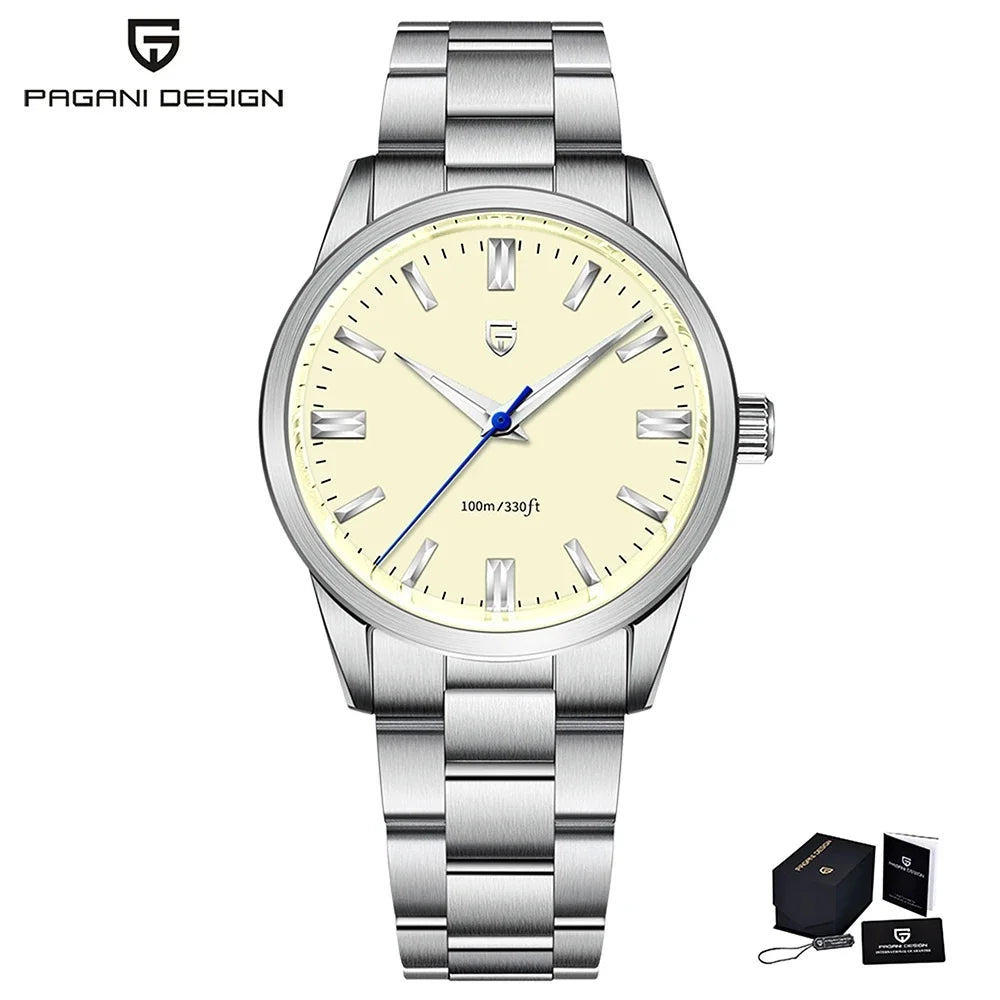PAGANI DESIGN 2024 New 38mm Men's Quartz Watches Stainless Steel AR Coating Sapphire VH31 Business Sports Watches Watch for Men