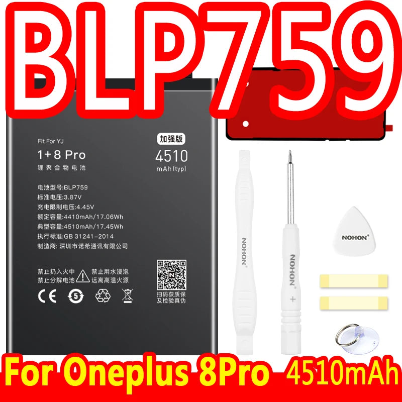 NOHON Battery For Oneplus 10 Pro 9 8 7 6 5 8T 7T 6T 5T 9RT 9R 10R Battery For One Plus BLP899 BLP827 BLP699 BLP685 BLP801 BLP861