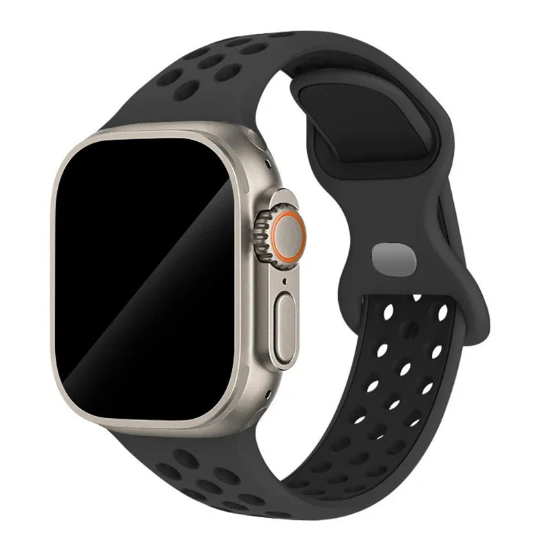Silicone Strap For Apple Watch 44mm 45mm 40mm 41mm 38 42mm sports Rubber Breathable Band iwatch series 10 9 8 SE 7 6 Ultra 49mm