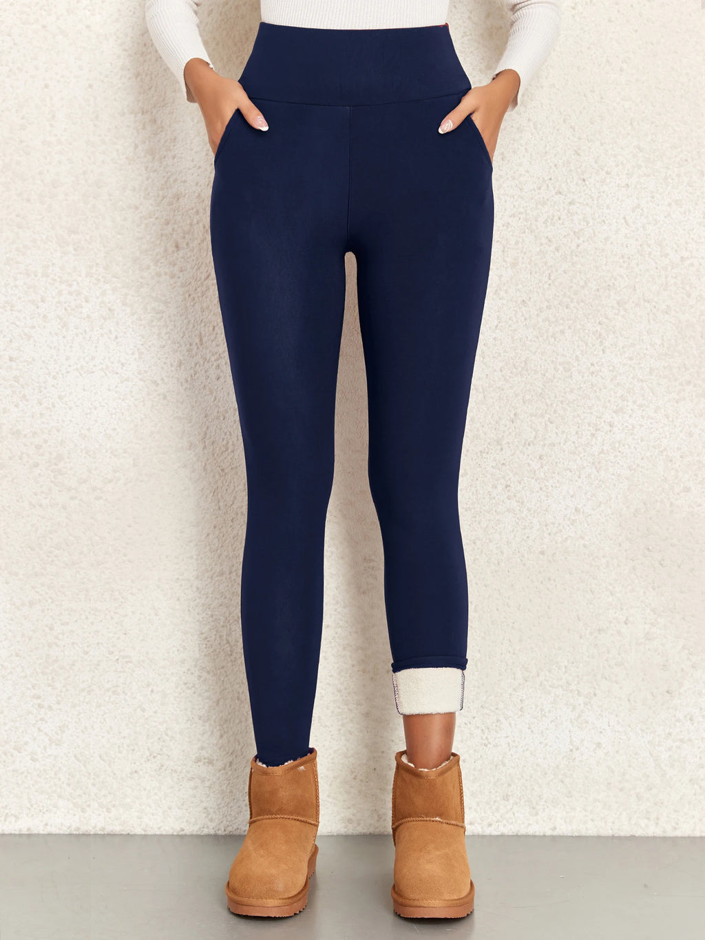 Super Warm Women Velvet Leggings With Pockets Autumn Winter Warm Fleece Tights Prevent Cold Leggings Stretch Leggings