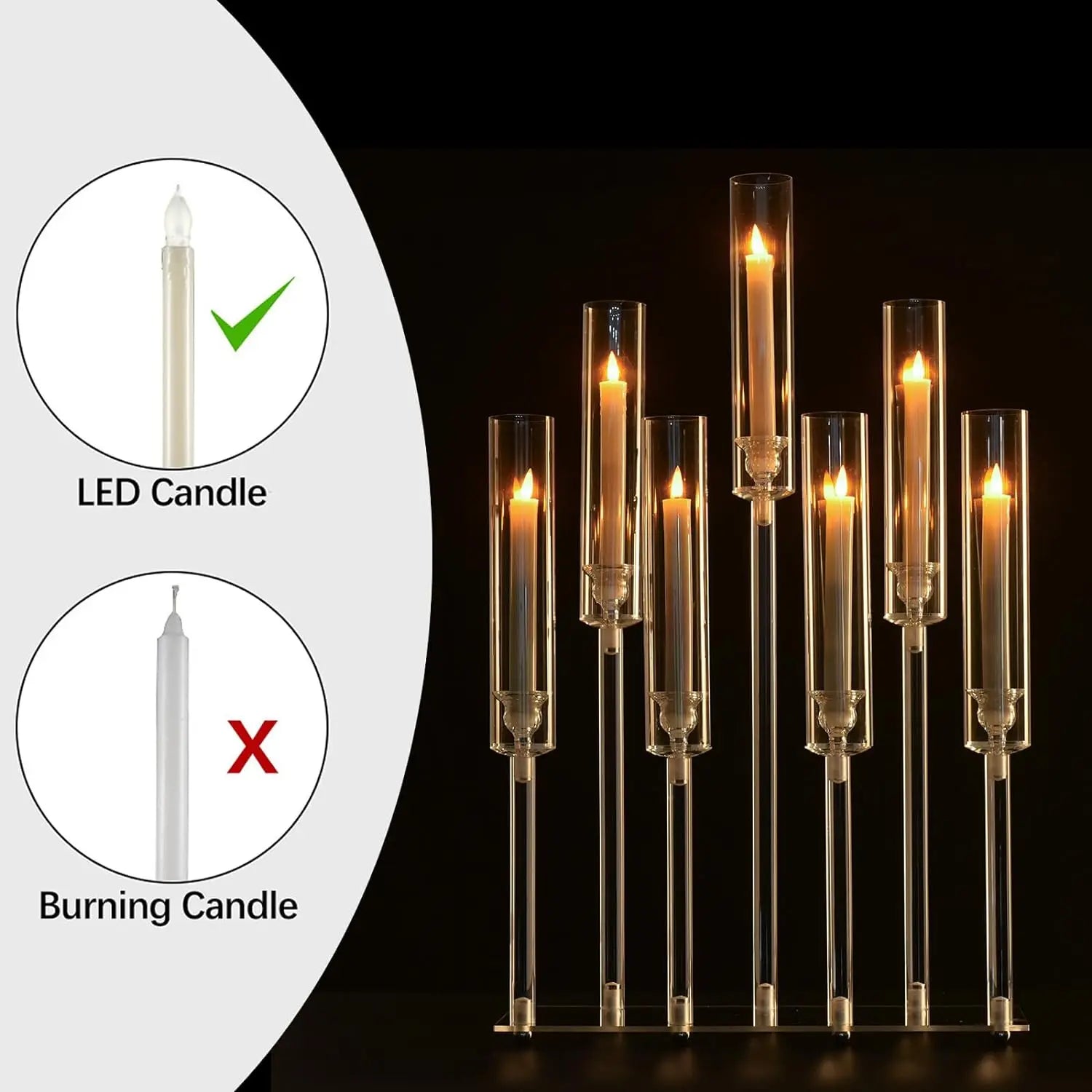 4pcs 7-Arm Acrylic Candlestick Clear Candelabra 26.5 Inch Tall for Wedding Birthday Party Living Room Decor