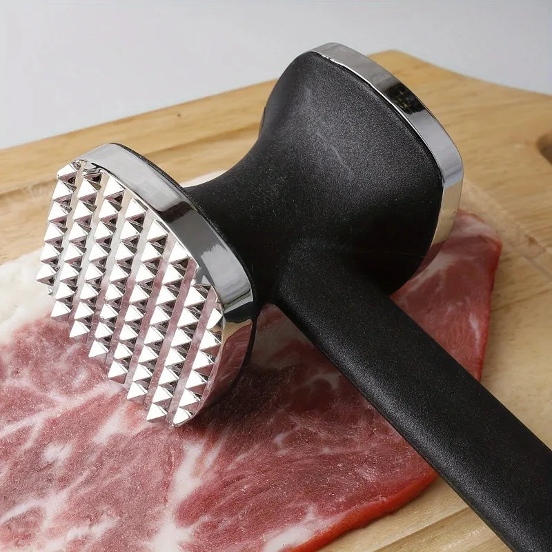 Heavy Duty Stainless Steel Meat Tenderizer Hammer with Rubber Grip Kitchen Pounding And Tenderizing Tool