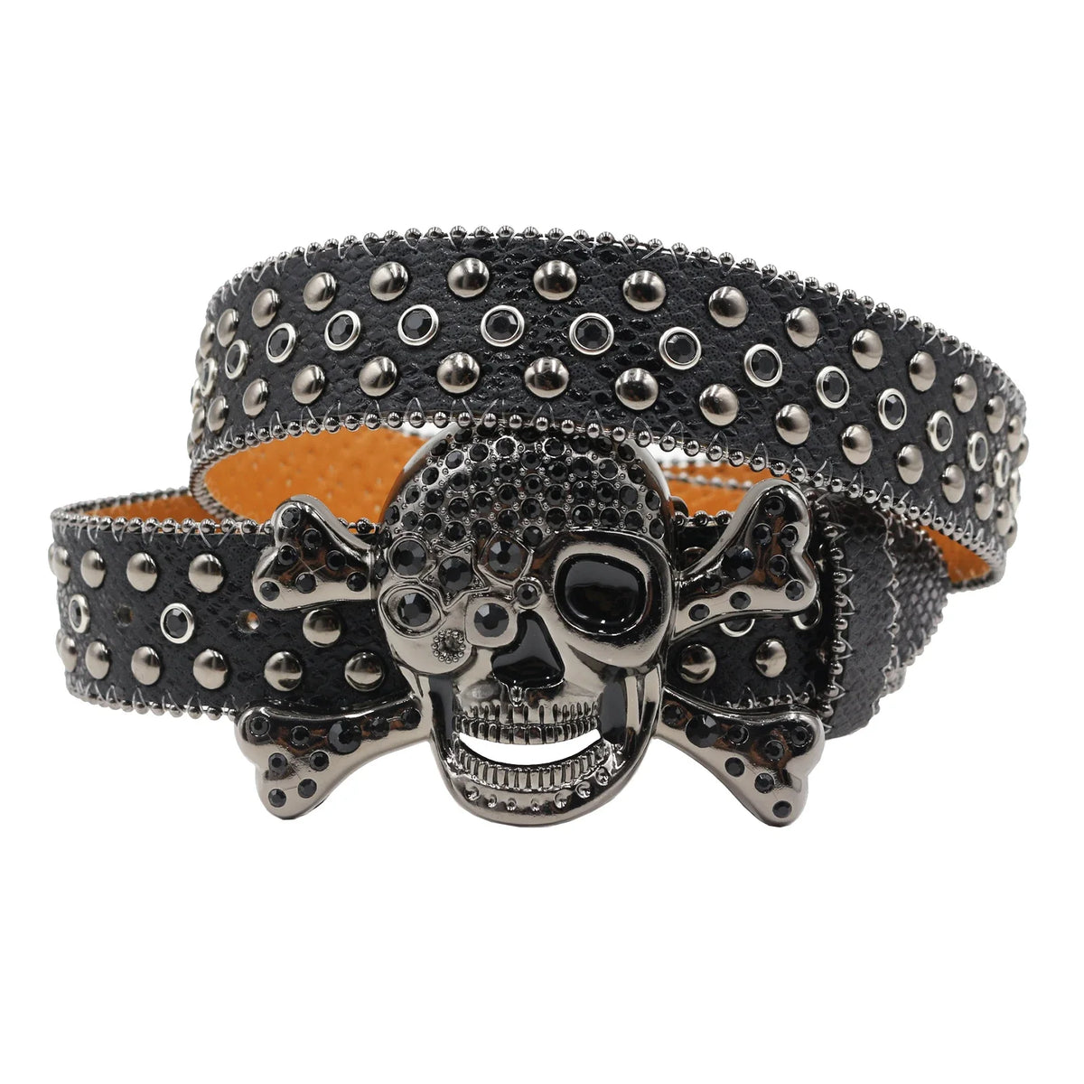 Hot Rhinestone Belts Studded Skull Lether Belts for Women Luxury Designer Brand Strap For Jeans Suppliers White Black