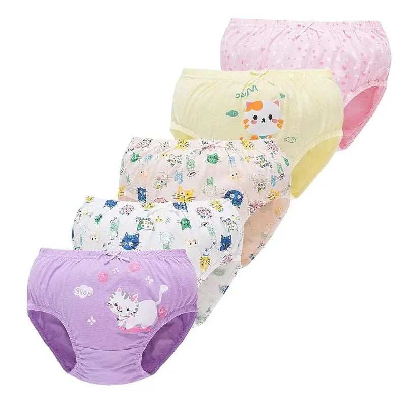 5Pcs/Set Children Underwear For Girls Cotton Soft Baby Girl Briefs Cute Cartoon Kids Triangle Underpants Exquisite Box Packaging