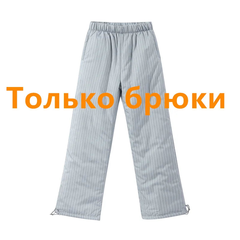 Puffer Women's Two Piece Set Winter Thick Outerwear High Waist Puffer Long Pants Thickened Version Winter Wear 2026 New Arrival