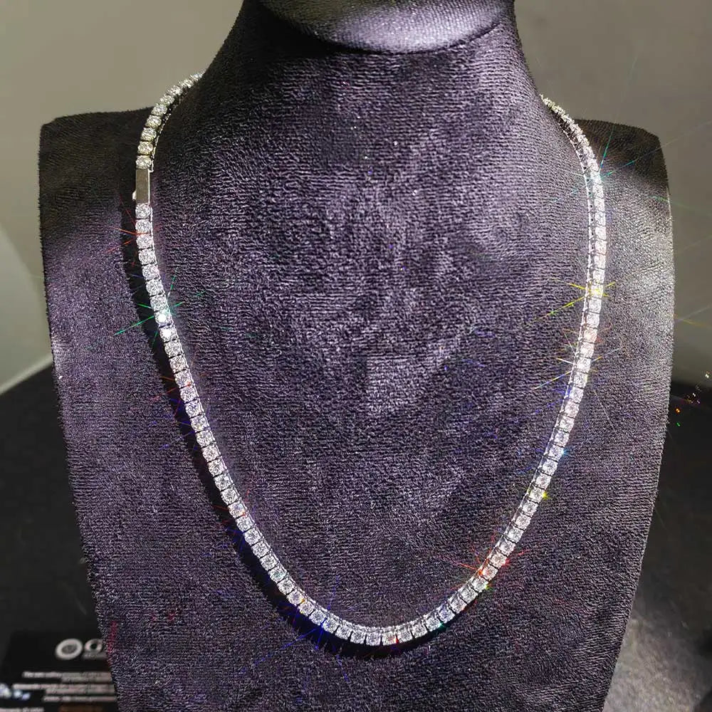 3/4/5mm Bling VVS1 Moissanite Tennis Chain Stainless Steel Bracelet Necklace For Men Women Pass Diamond Tester Hip Hop Jewelry