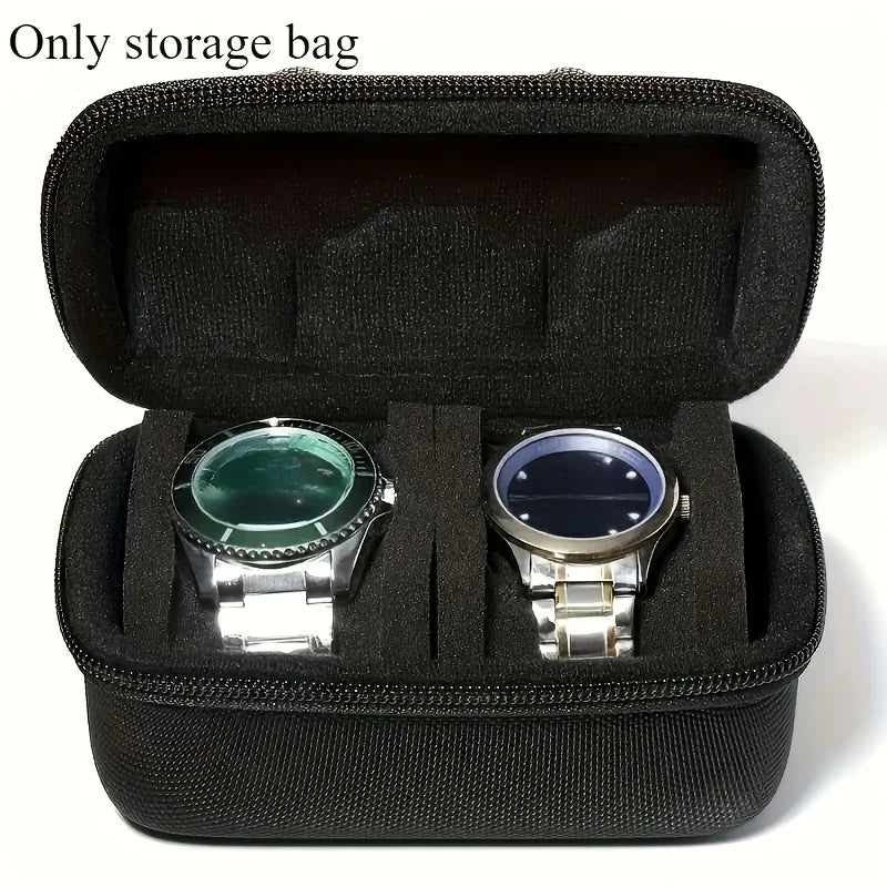 Premium Hard-Shell 2 Slots Watch Travel Case - Protective Storage Organizer Box for Men and Women's Watches - Shock-Resistant