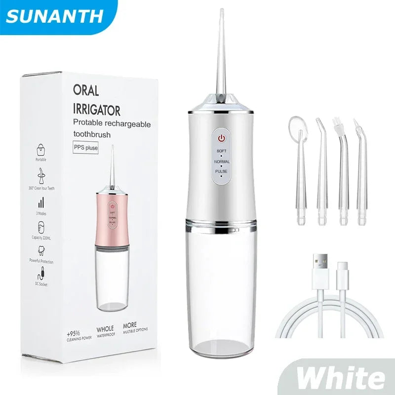 Professional Portable Cordless Water Flosserfor Teeth, Rechargeable Oral Irrigator with 3 Modes & Water Drill, IPX7 Waterproof