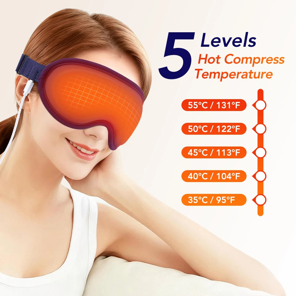 Electric Steam Eye Mask 3D Vibration Massage 5 Levels Hot Compress Smart Timing Sleep Shading Relieve Eye Fatigue Eye Care