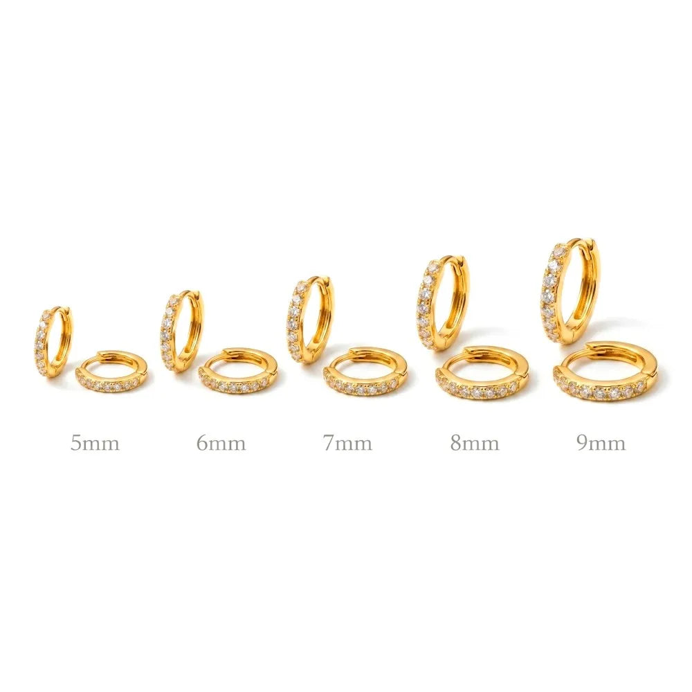 2/6PCS 316L Stainless Steel Minimalist Hoop Earrings Crystal Zirconia Small Cartilage Helix Tragus Piercing Jewelry for Women