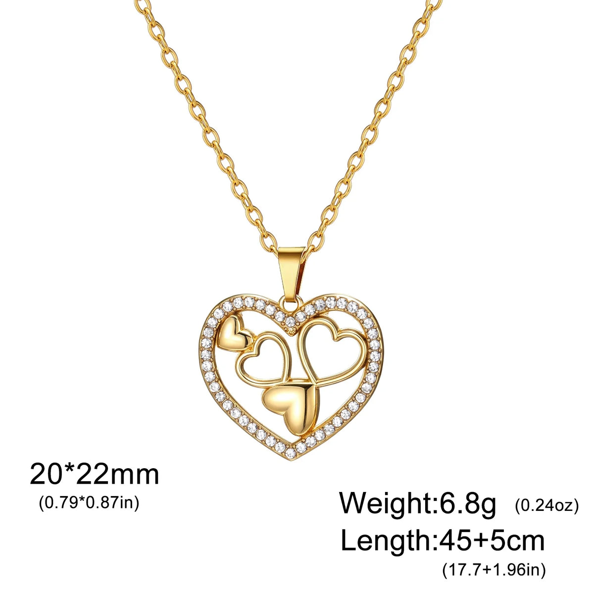 Skyrim Sweet Love Heart Zircon Pendant Necklace Stainless Steel Gold Color Minimalist Choker Fashion Jewelry Birthday Gift