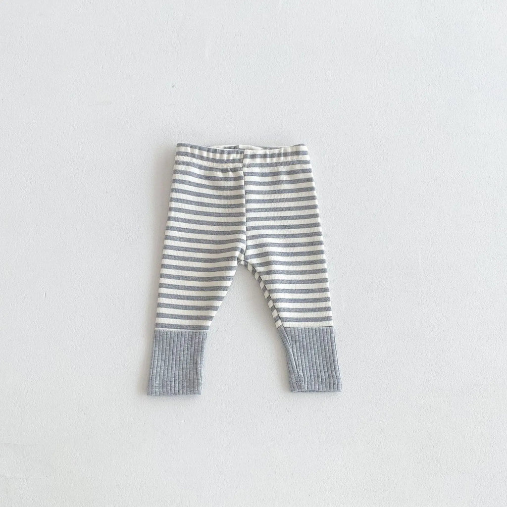 Autumn Newborn Infant Baby Boy Girls Candy Color Leggings Splice Striped Pants Fashion Baby Clothing