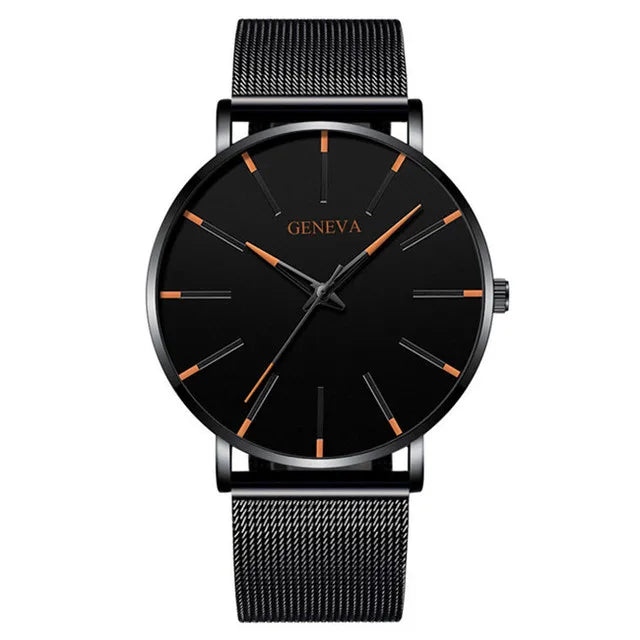 Minimalist Mens Fashion Ultra Thin Watches Simple Men Business Mesh Belt Quartz Wrist Watch Relogio Masculino