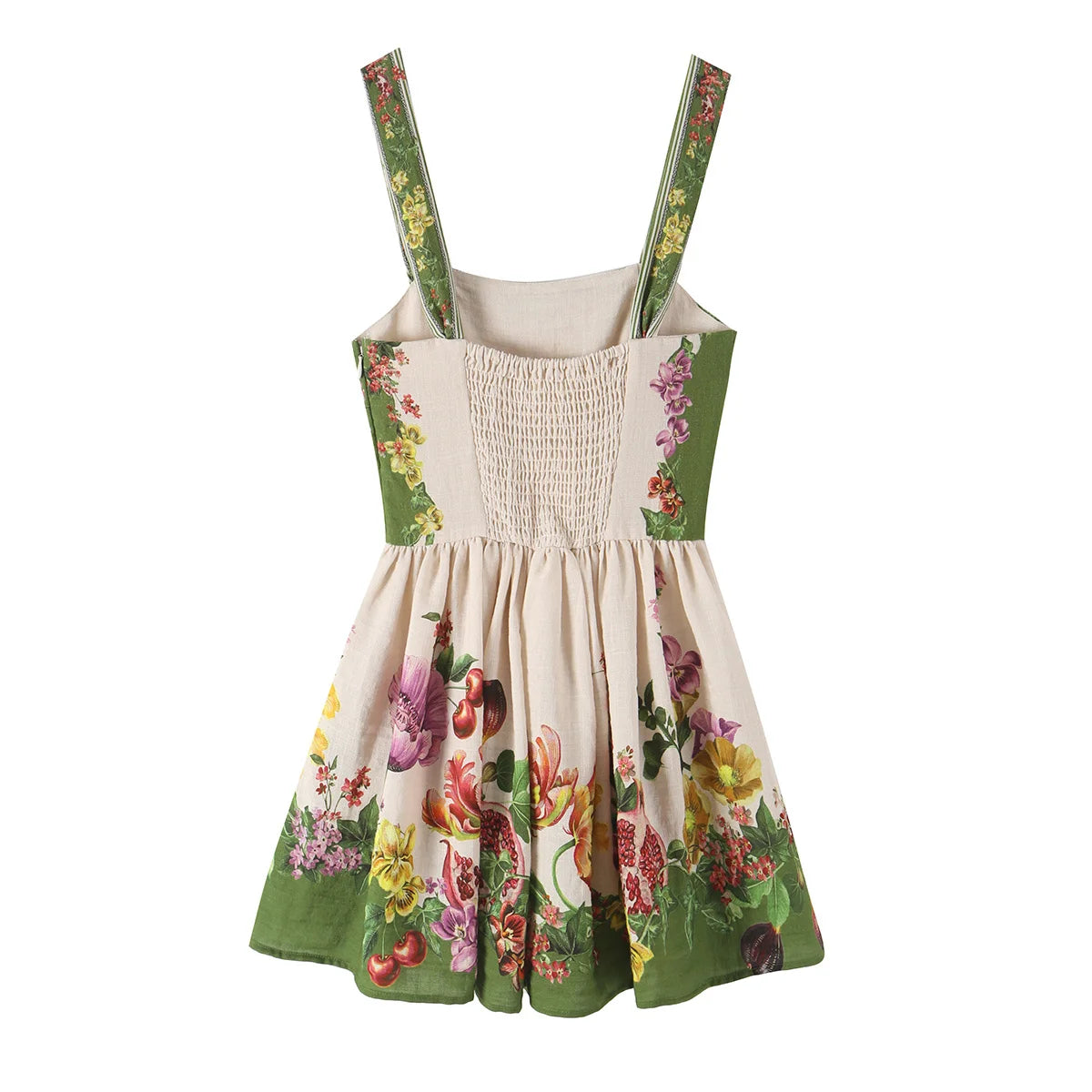 Elegant Fashion Floral Print Maxi Dress with Bell Sleeve Hemline Strapless A-Line Skirt Polyester Fabric City Walk Suitable