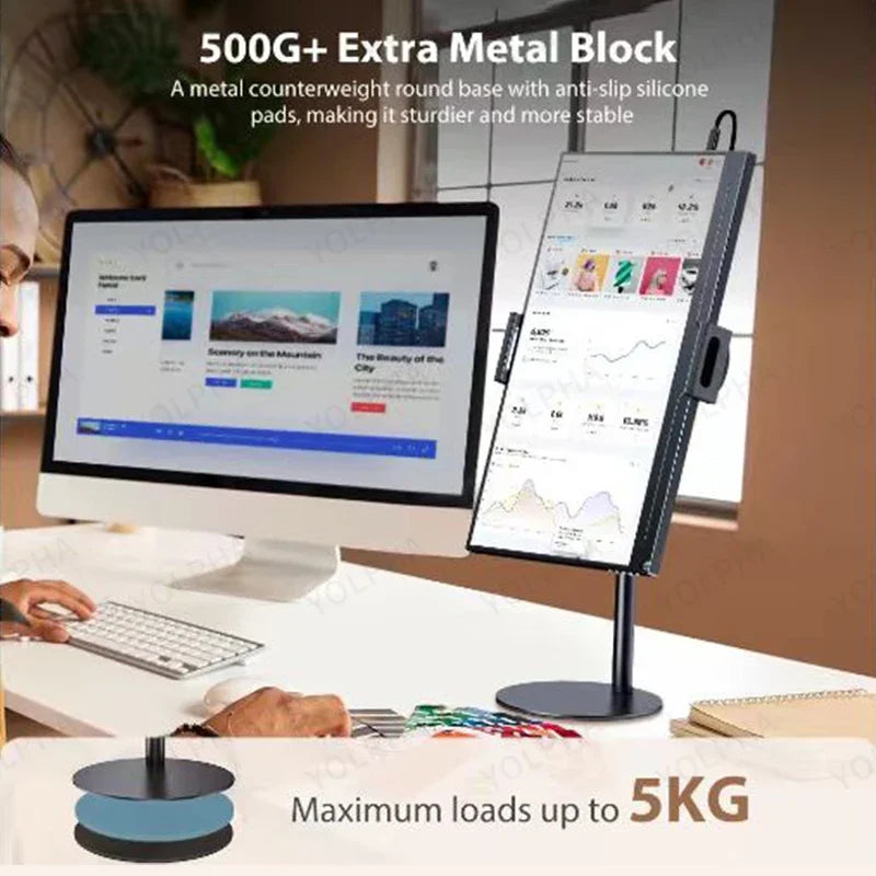Tablet Stand Holder for ipad Height Adjustable Kindle Stand Stretch up down Monitor Stand for Desk Tablets Smartphone Round Base