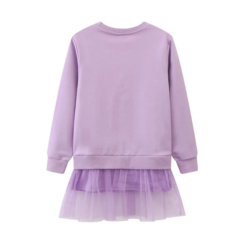 Jumping Meters 2-7T Bear Beading  Princess Girls Dresses For Autumn Spring Long Sleeve Party Girls Clothing Cute Baby Frocks