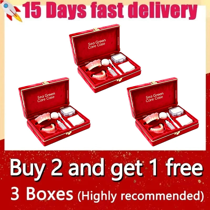 Premium Full‑Mouth Silicone Comfort Dentures for Adults, Soft Reline False Teeth Set with Storage Box Toothbrush Removal Hook