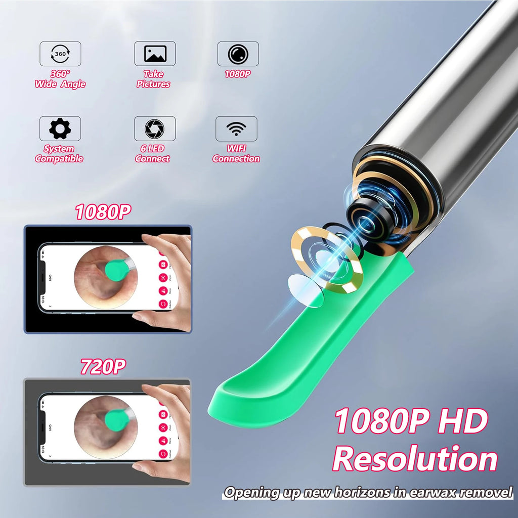 Ear Cleaner with Camera Wireless Ear Sticks Otoscope USB C Charging Endoscope Wax Removal Tool Earpick MIni Camera