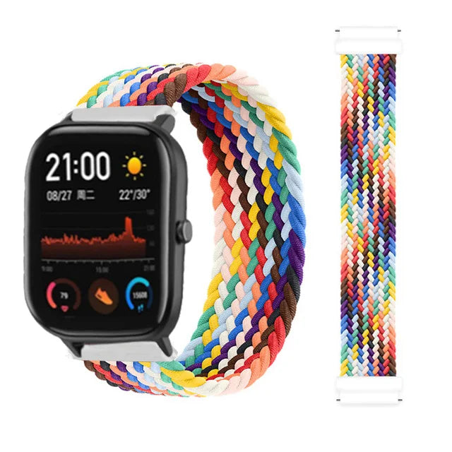 20mm 22mm Watch Straps For Amazfit GTS/4/3/2/2e/GTS2 Mini/GTR 4/3 pro/GTR2/2e/2 Braided solo loop Bracelet Amazfit bip 6 5 band