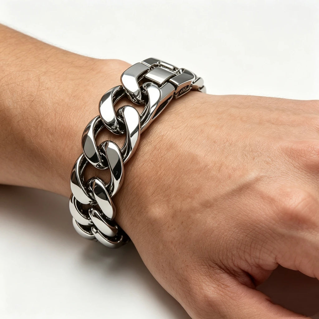 9MM-15MM Polished 316L Stainless Steel Cuban Link Bracelet for Men Waterproof Thick Curb Chain Wrist Jewelry Gift for Him