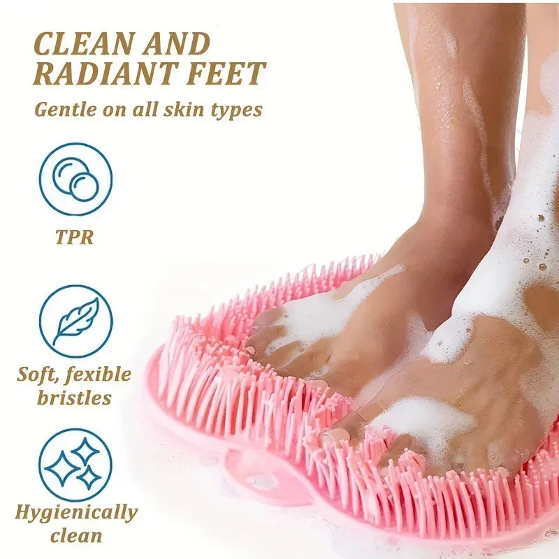 Foot Wash Mat Silicone Sponge Body Brush in The Shower Reusable Wall Mounted Back Silicone Bath Foot Massage Pad Shower
