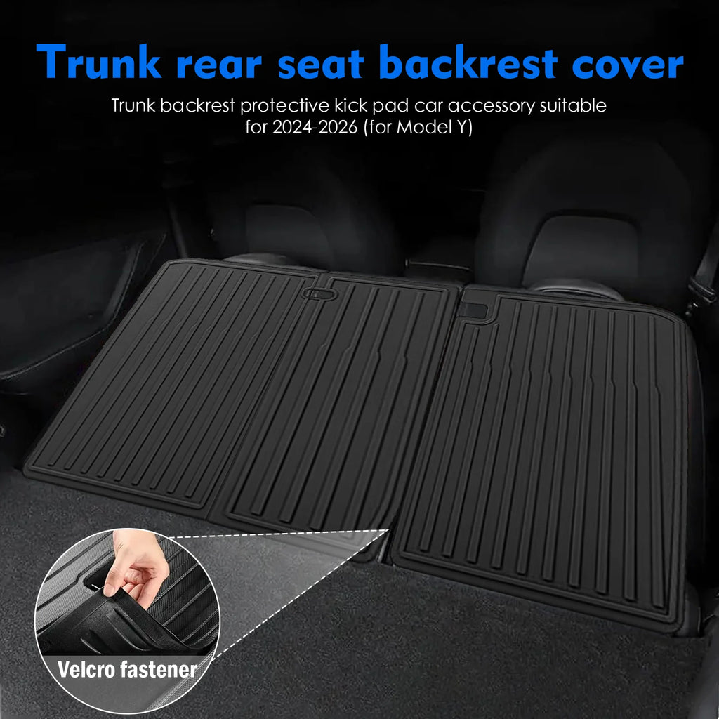 For 2025-2026 Model Y 7PCS Full Set TPE Floor Mats Custom Fit All Weather Waterproof Non-Slip Odorless Easy Clean Cargo Mat Rear Seat Back Cover, Not Fit Standard Version