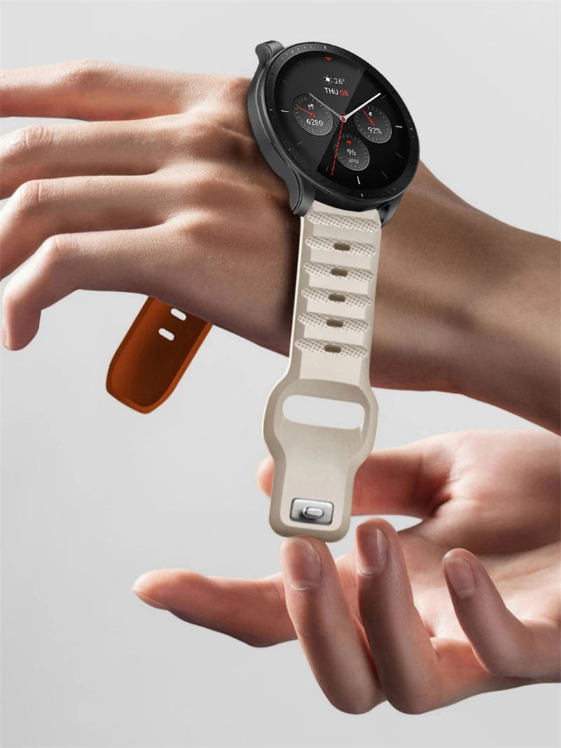 22mm 20mm Silicone Band For Huawei Watch 5/4/3/GT3-4-5-6 Pro 46mm Amazfit GTR 4/GTS 4 Breathable Belt Galaxy Watch 7/6/5/4 strap