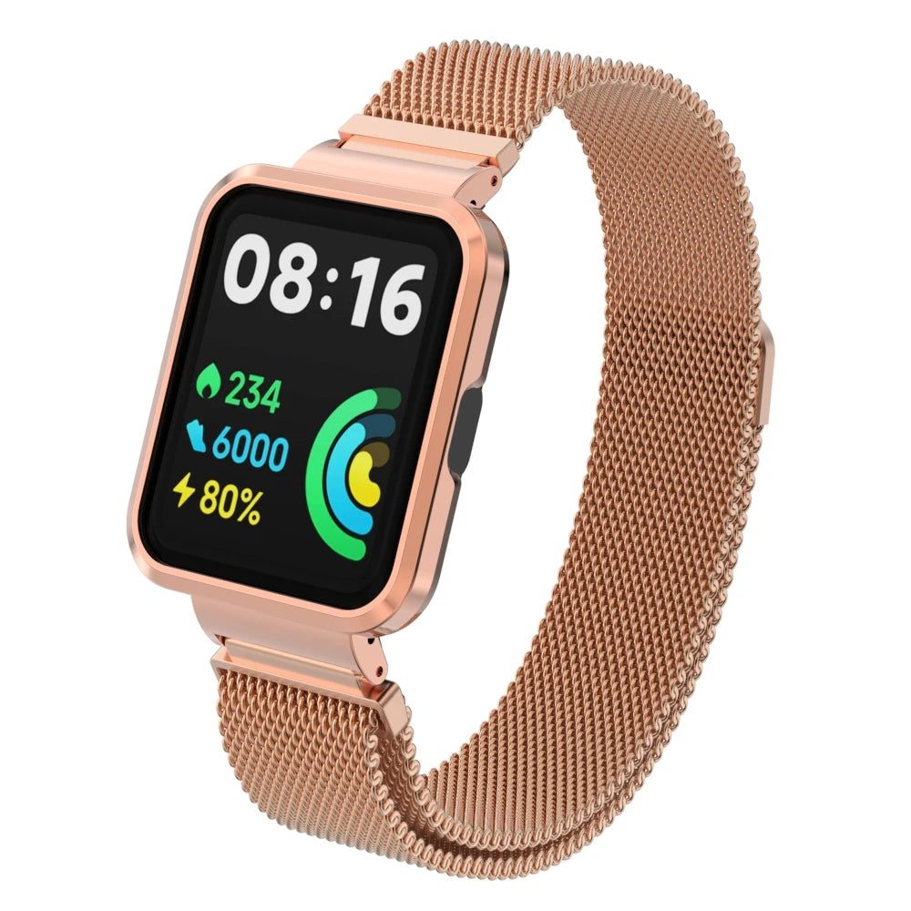 Milanese Strap For Xiaomi Redmi Watch 2 Lite Smart Watch Metal Frame Protector Case Bracelet Watchband For Redmi Watch 1 strap