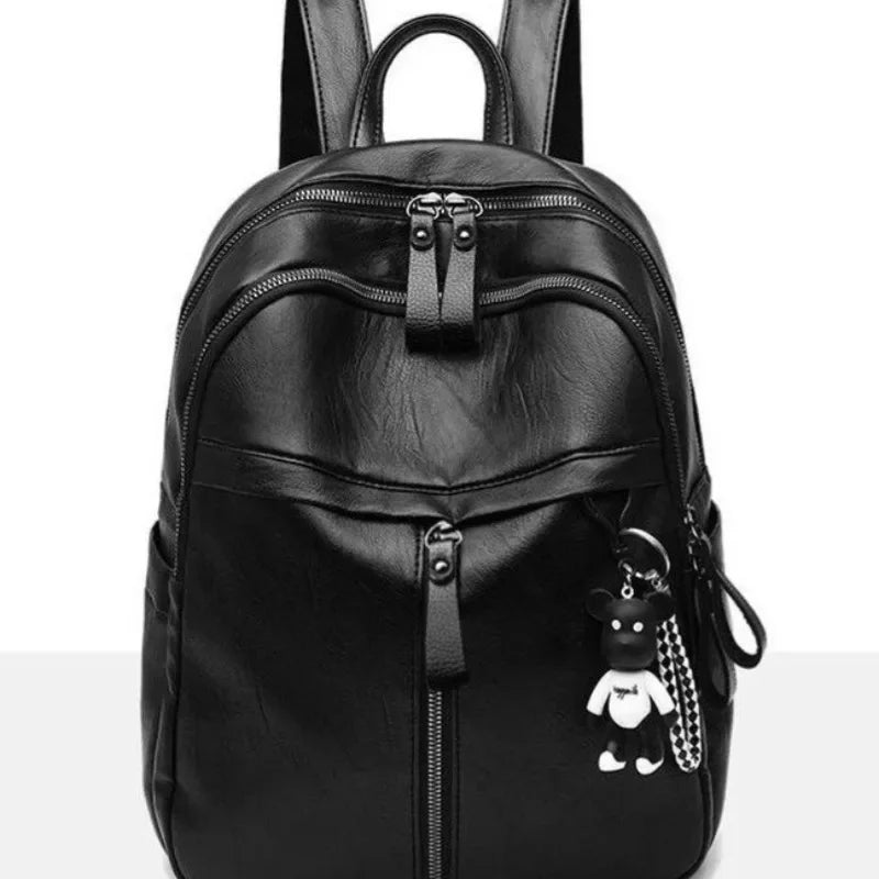 Women Black Simple Casual Backpack Non Violent Bear Print Single Shoulder Crossbody Bag Ladies Fashion