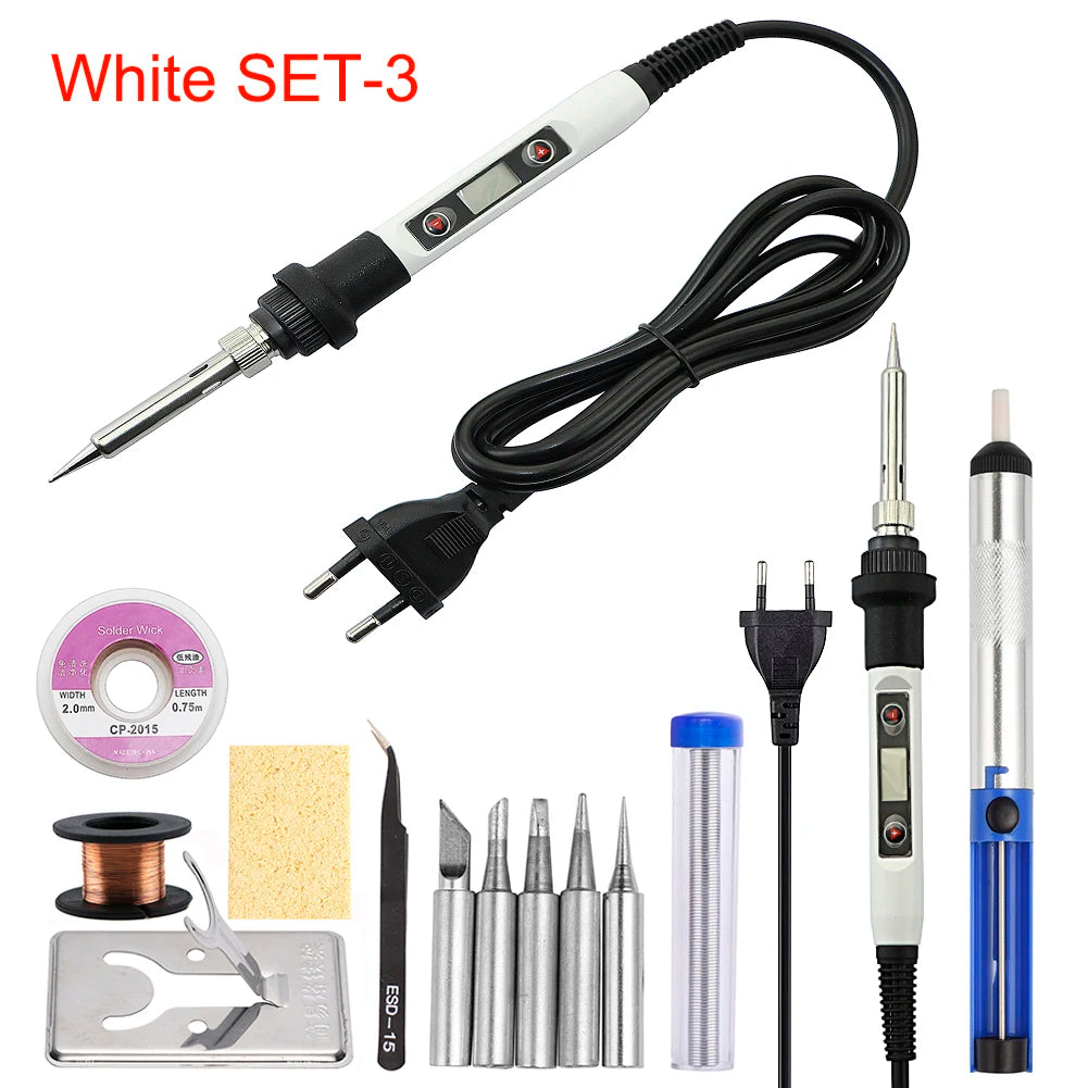 Adjustable Temperature Solder Iron 80W 220V / 110V LCD Electric Soldering Iron Welding Repair Tools
