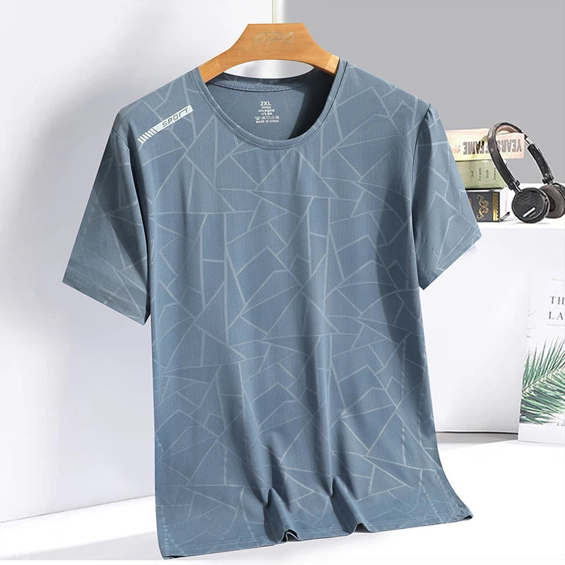 Summer Camouflage Ice Silk T-Shirt Short-Sleeved Round Neck Sports Shirt Thin Breathable Quick Drying Simple and Versatile Light