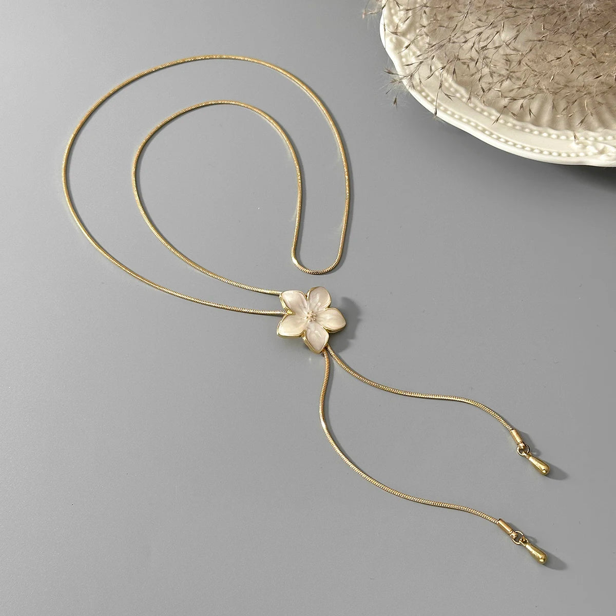 KunJoe Trendy Romantic Colored Drip Glaze Small Flower Adjustable Pendant Women Summer Clavicle Chain Elegant Jewelry Accessory