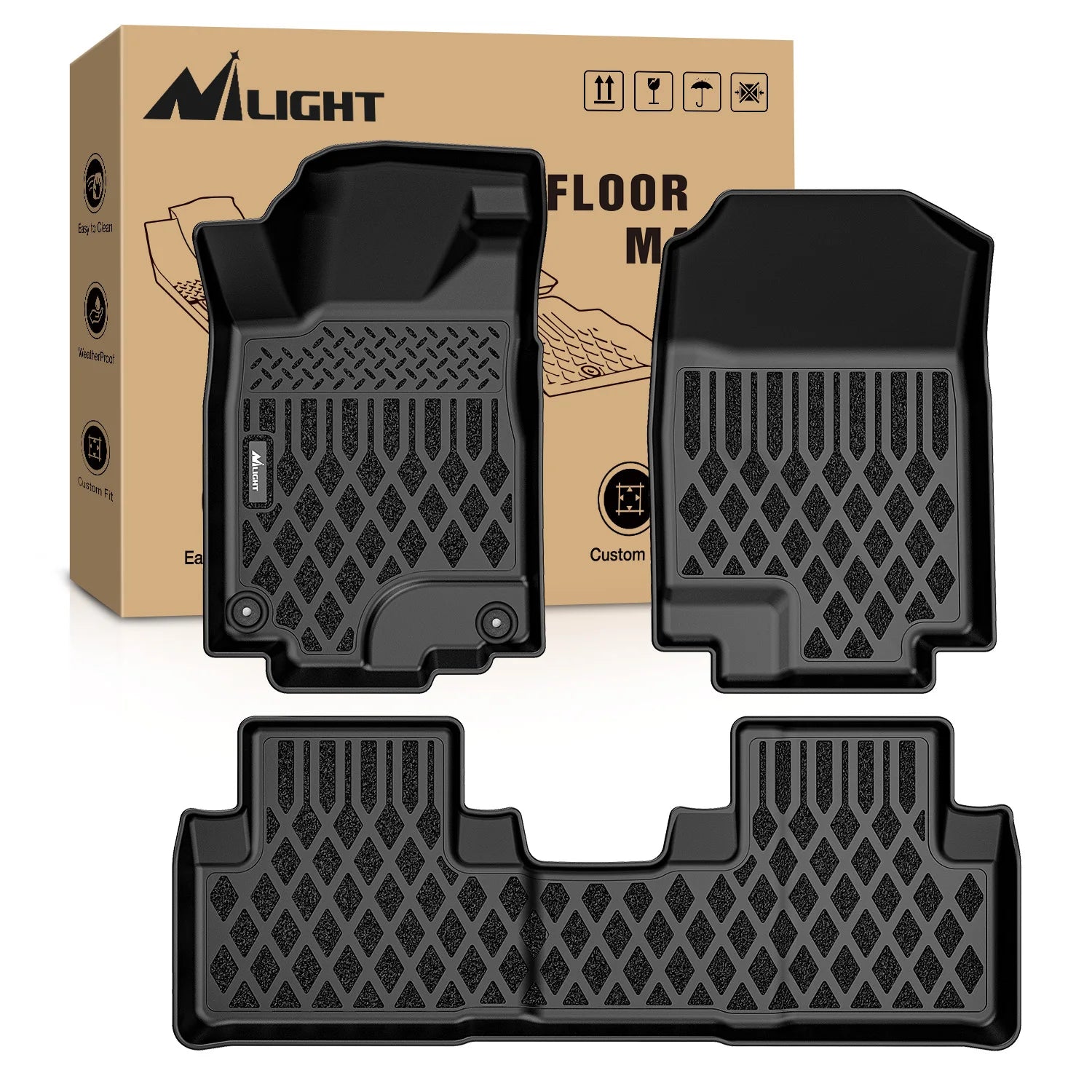 Nilight All-Weather TPE Floor Mats for Honda CRV (CR-V) 2012 2013 2014 2015 2016 2017 2018 2019 2020 2021 2022 2023 2024 2025,Custom Fit Waterproof Anti-Slip Floor Liners, Car Interior Protection Heavy Duty Floor Liners
