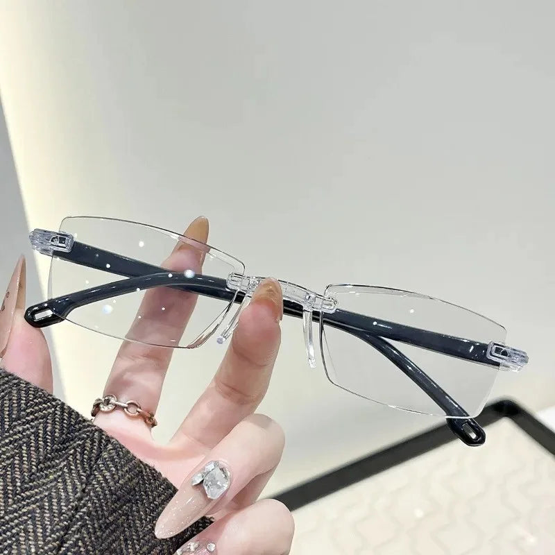 Retro Reading Glasses for Men Women Anti-blue Presbyopic Eyewear Frameless Trimming +1.0 To +4.0