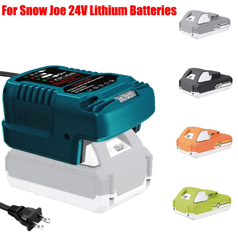 Portable Mini Rapid Charger Compatible for Kobalt/Greenworks/Snow Joe 24V Lithium Batteries Power Tool Battery Charger US Plug