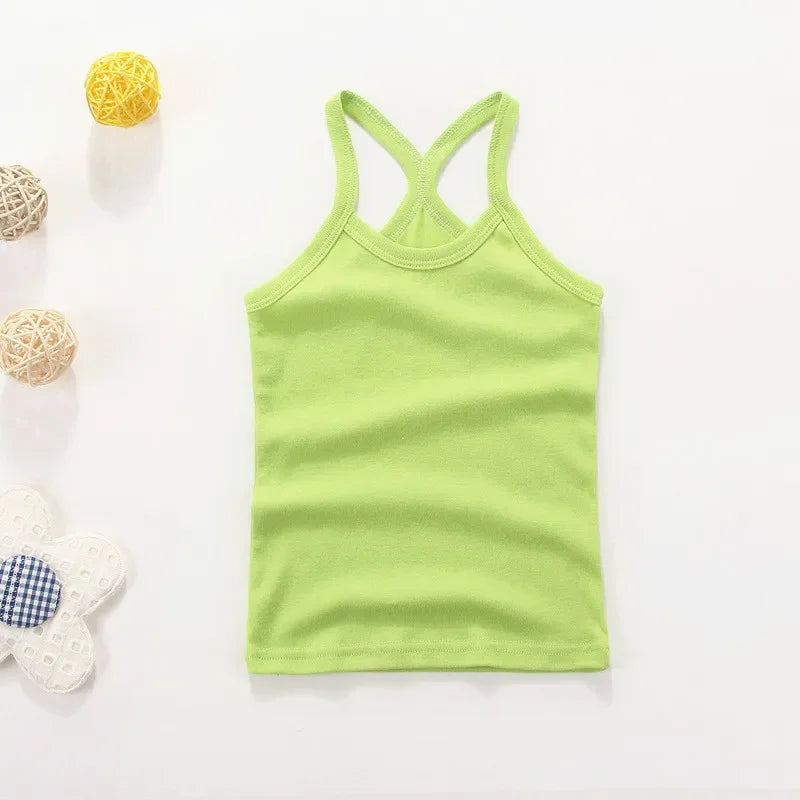 2-11Y Girls Casual Vest Children Summer Clothing Kids Baby Boy Sleeveless Tops Solid Color T-shirt Tees Outfit Toddler Girl Top